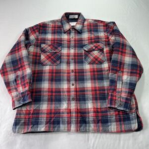 VINTAGE Lumberjack Jacket Mens Large Plaid Quilted Lined Flannel Warm 90s